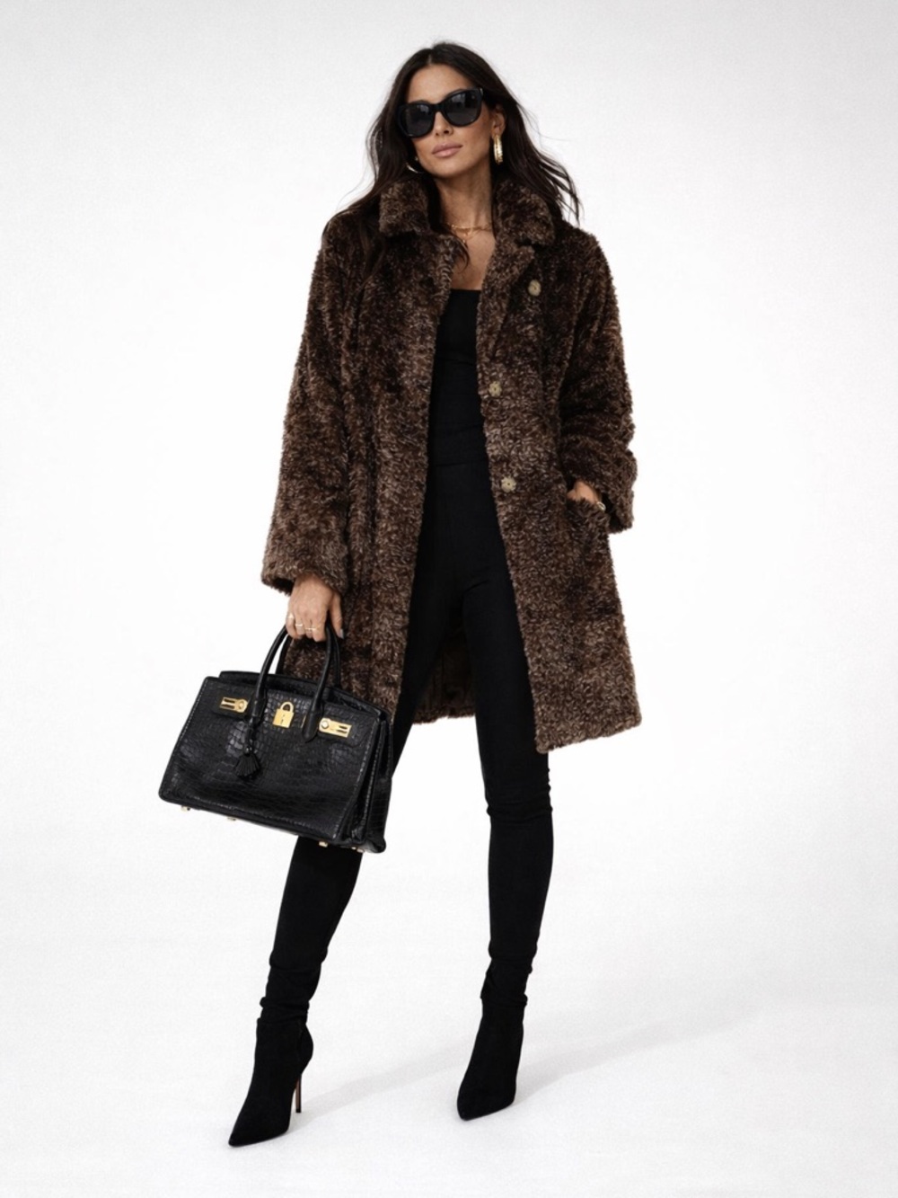 NWOT Pamela McCoy Fur Replica Coat Size M